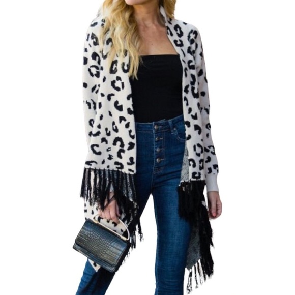 Amaryllis Sweaters - Amaryllis Womens Draped Cardigan sz 1X animal leopard Coastal Grandma Boho